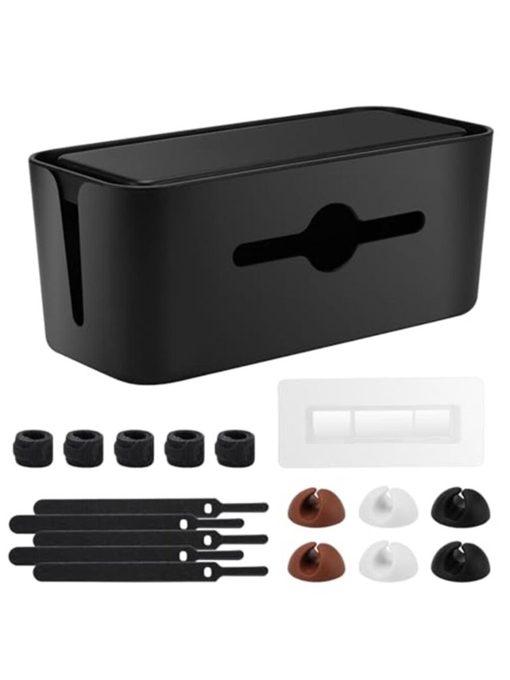 Cable Management Box Cord Organizer Power Strip Concealer Wire Hider Desk Black